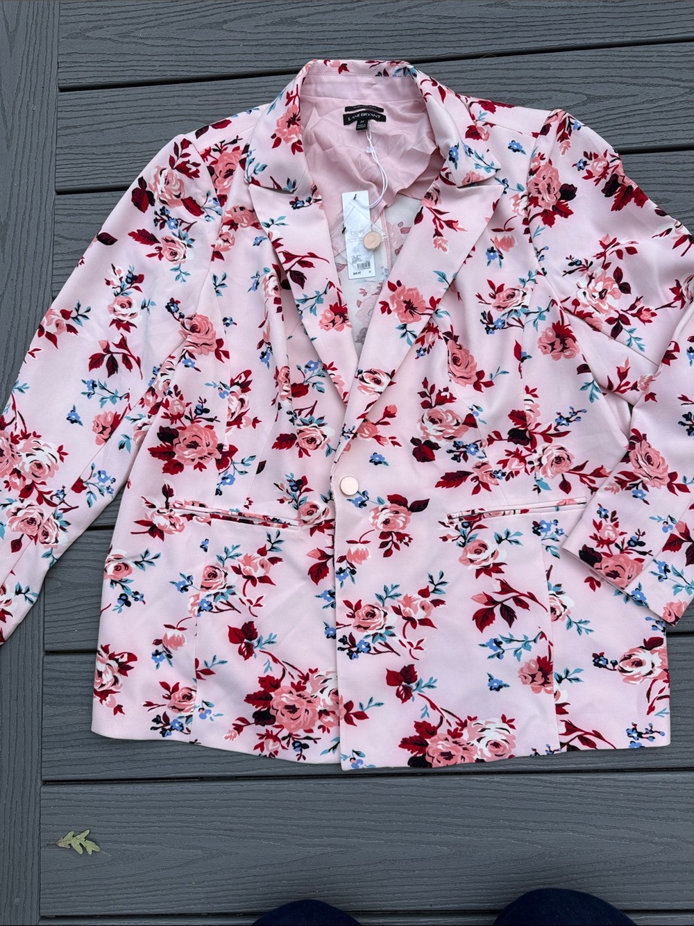 Lane Bryant Light Pink Floral Blazer Jacket